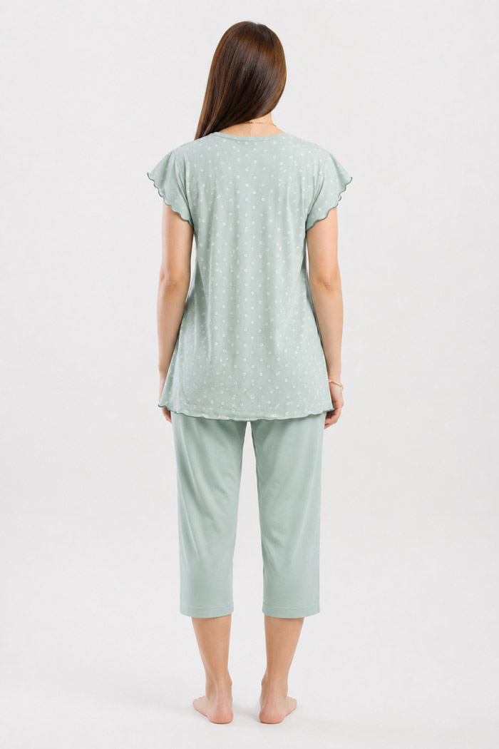 CHERRY Damen-Sommerpyjama mit Caprihose CH-205-VER in Mintgrün