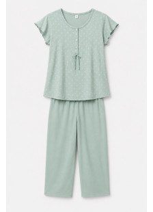 CHERRY Damen-Sommerpyjama mit Caprihose CH-205-VER in Mintgrün