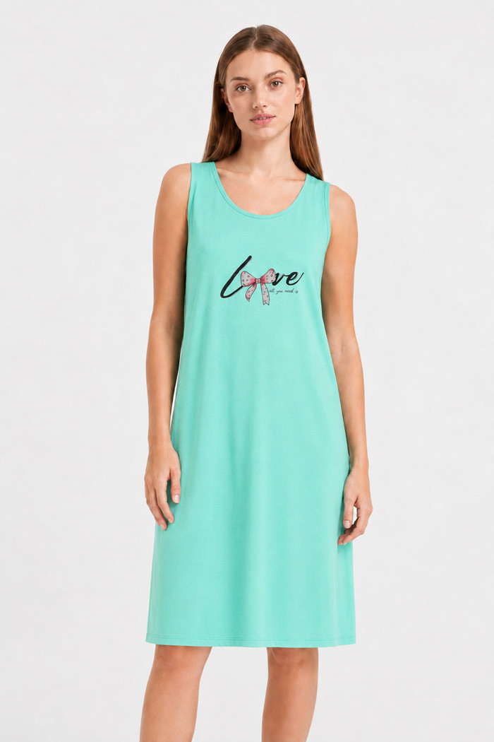 CHERRY LOVE sleeveless mint green nightdress CH-6034