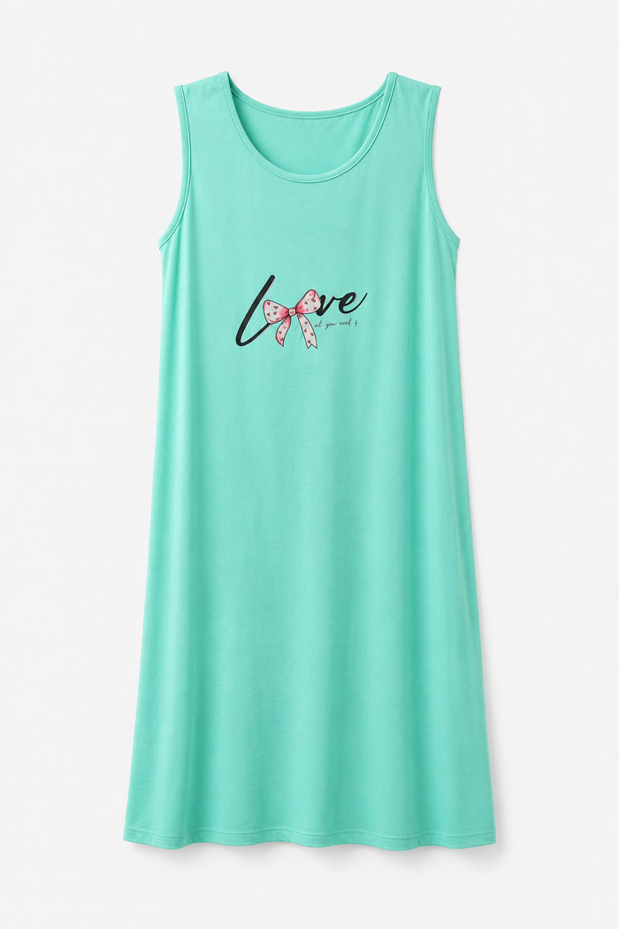CHERRY LOVE sleeveless mint green nightdress CH-6034