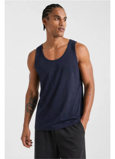 BODY MOVE BM257-NAVY-MONO navy blue plain sleeveless top