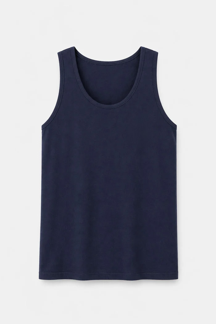 BODY MOVE BM257-NAVY-MONO navy blue plain sleeveless top