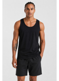 BODY MOVE BM257-BLACK-MONO black plain sleeveless top
