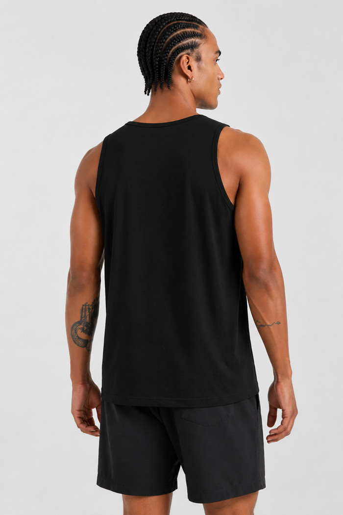 BODY MOVE BM257-BLACK-MONO black plain sleeveless top