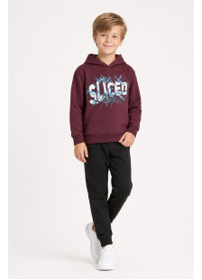 TRAX teen tracksuit set with burgundy hooded sweatshirt and black sweatpants