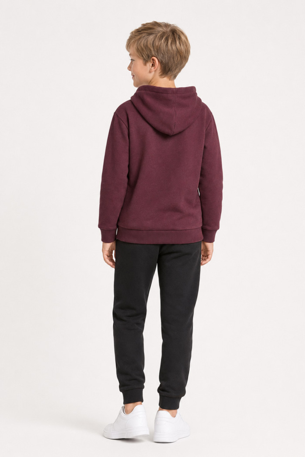 TRAX teen tracksuit set with burgundy hooded sweatshirt and black sweatpants