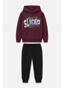 TRAX teen tracksuit set with burgundy hooded sweatshirt and black sweatpants