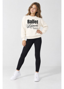TRAX Ballet girls' ecru top and black leggings set 50609
