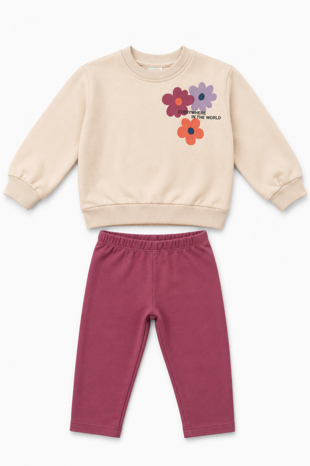 TRAX girls' ecru top and leggings set 50705