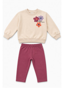 TRAX girls' ecru top and leggings set 50705