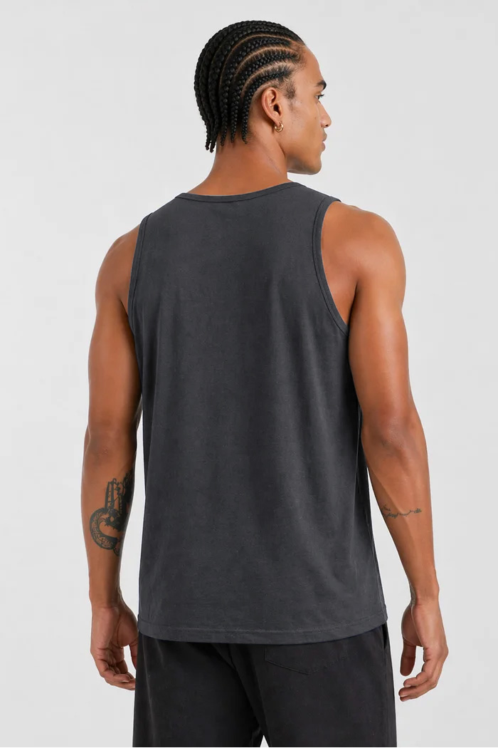 BODY MOVE graphite solid sleeveless top with wide straps