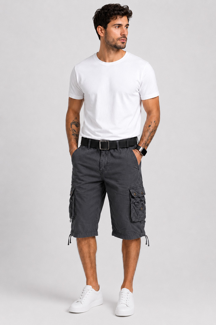 X-FEEL men's charcoal cargo shorts X-2265-4-3
