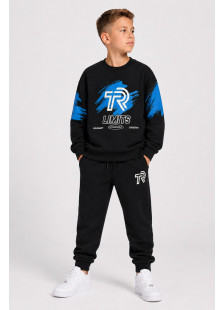 TRAX black boys' tracksuit set with blue TR LIMITS graphics