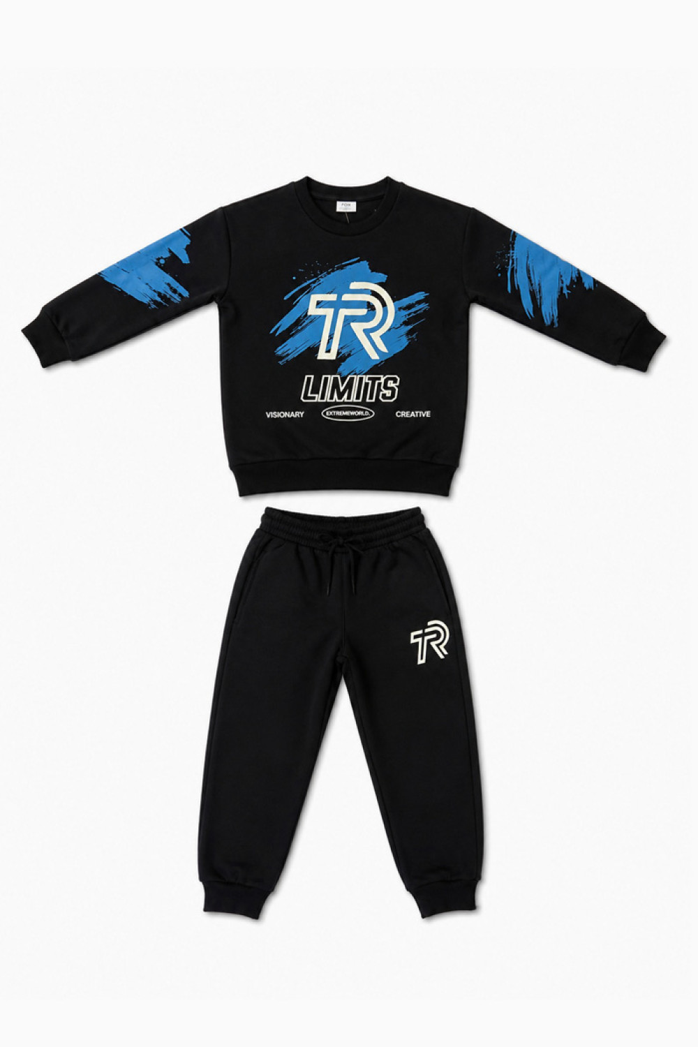 TRAX black boys' tracksuit set with blue TR LIMITS graphics