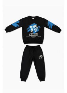 TRAX black boys' tracksuit set with blue TR LIMITS graphics