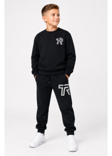 TRAX black boys' tracksuit set with white TR logo print