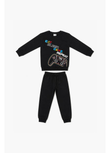Black TRAX boys' pyjama set with Eat Sleep Game Repeat graphic