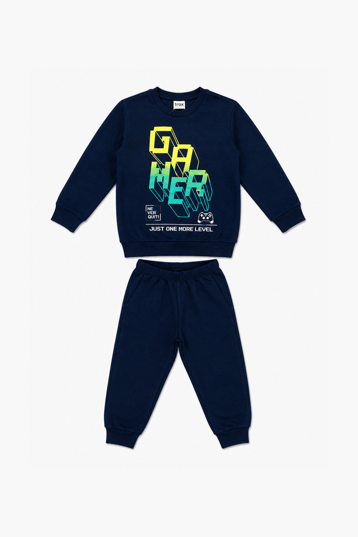 Navy TRAX boys' gamer print pyjama set