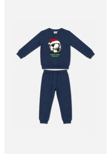 TRAX boys' navy Christmas pyjama set with football print 50894