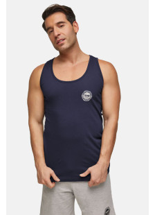 BODY MOVE navy sleeveless top with logo BM257-NAVY-LOGO