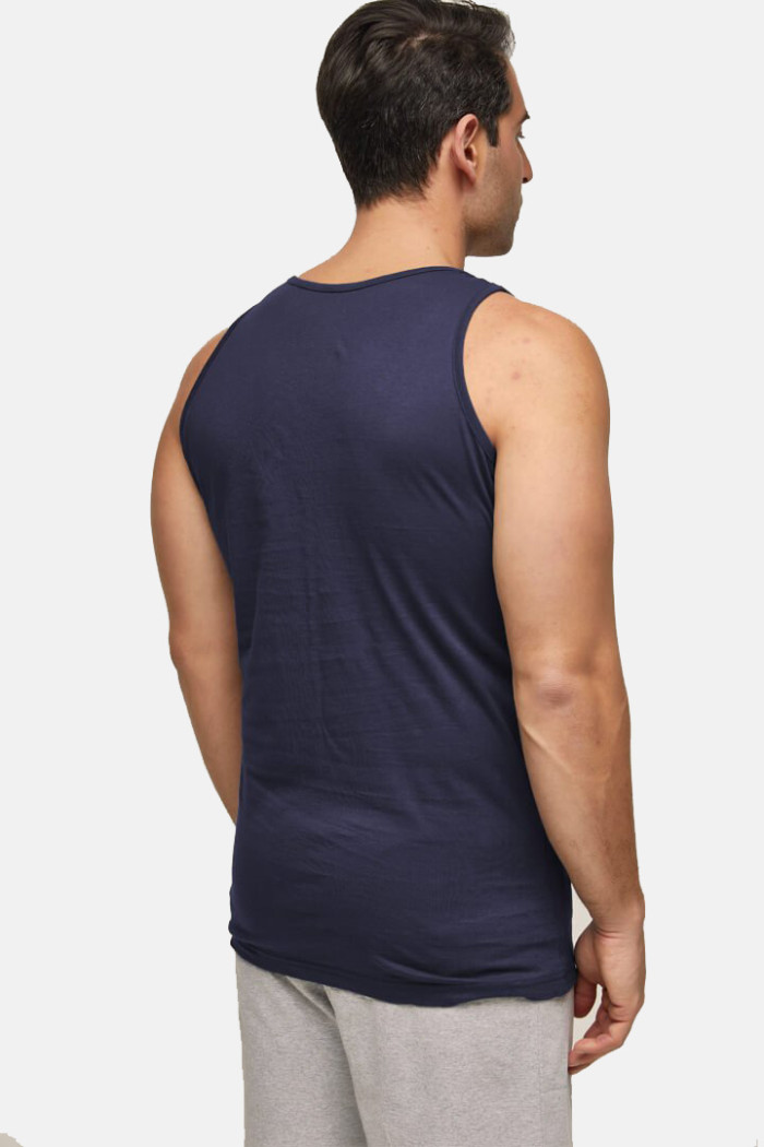 BODY MOVE navy sleeveless top with logo BM257-NAVY-LOGO