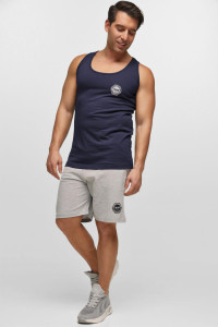 BODY MOVE navy sleeveless top with logo BM257-NAVY-LOGO