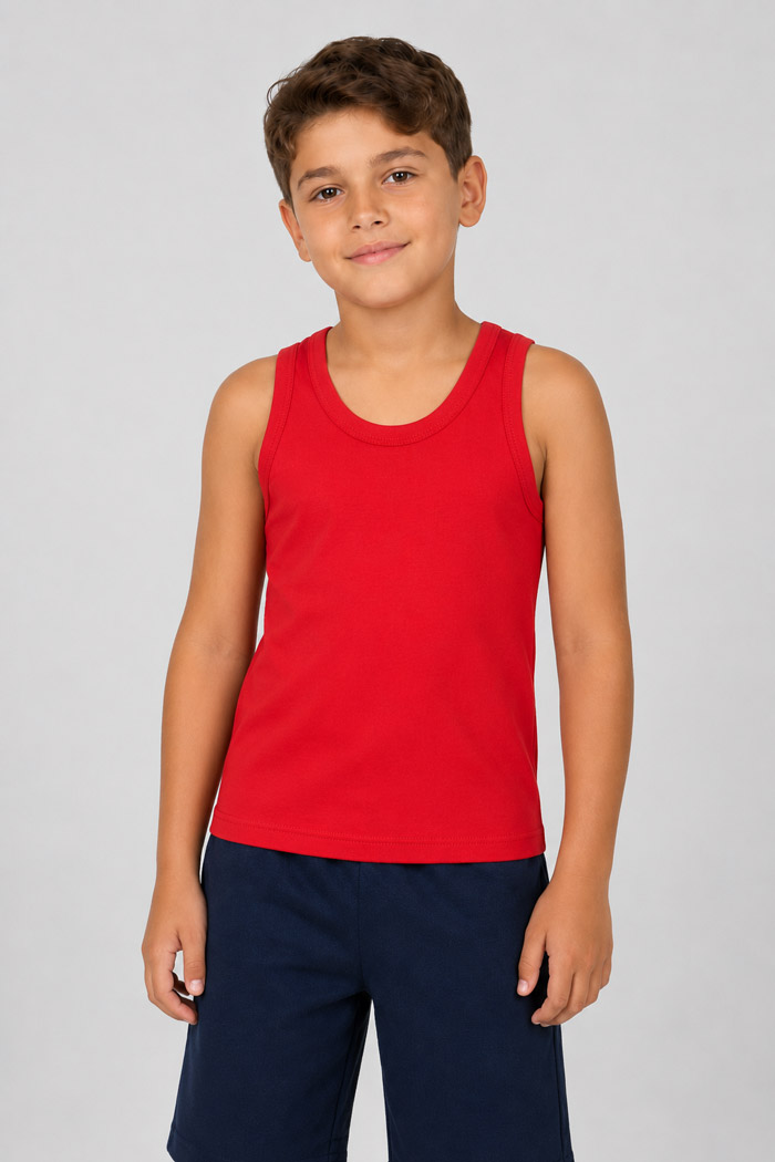 NINA CLUB Kids' Red Sleeveless Undershirt NINA-51-ΚΟΚ