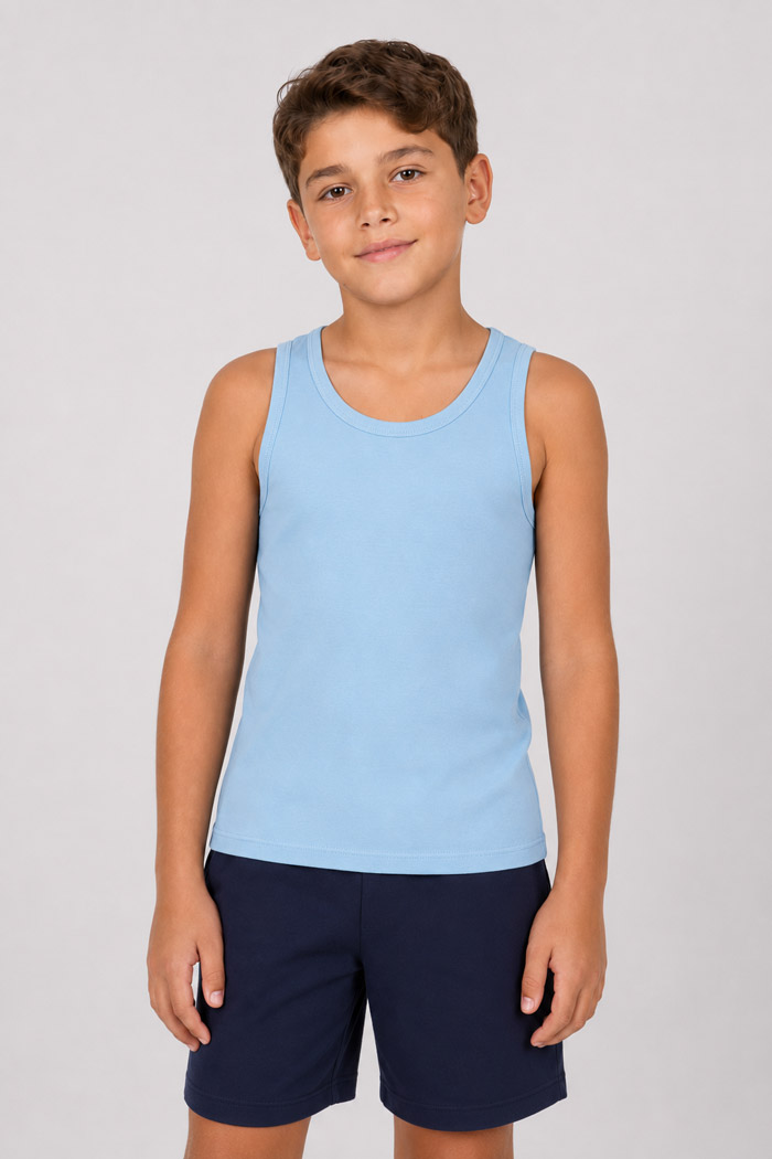 NINA CLUB Kids' Light Blue Sleeveless Undershirt NINA-51-SIEL