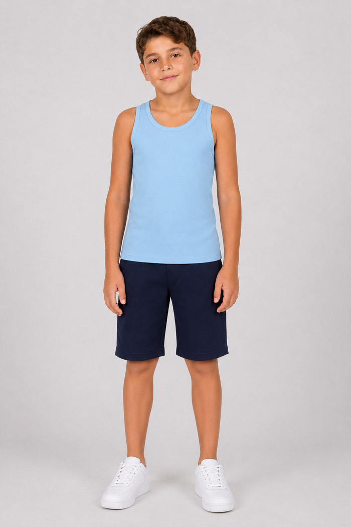 NINA CLUB light blue kids' sleeveless undershirt NINA-51-SIEL