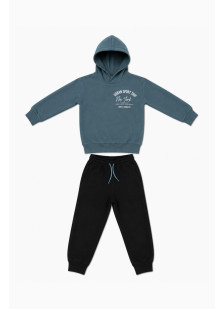 TRAX URBAN boys' hooded tracksuit set with light blue sweatshirt and black trousers