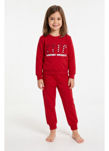 Red TRAX girls' holiday pyjamas with printed long-sleeved top