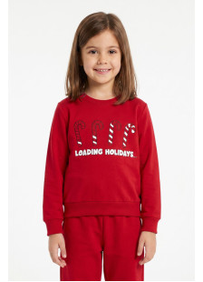 Red TRAX girls' holiday pyjamas with printed long-sleeved top