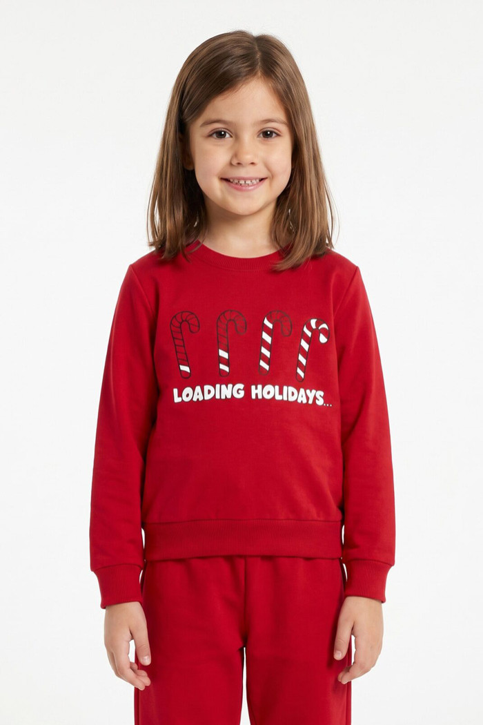 Red TRAX girls' holiday pyjamas with printed long-sleeved top