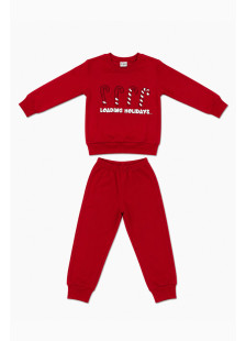 Red TRAX girls' holiday pyjamas with printed long-sleeved top