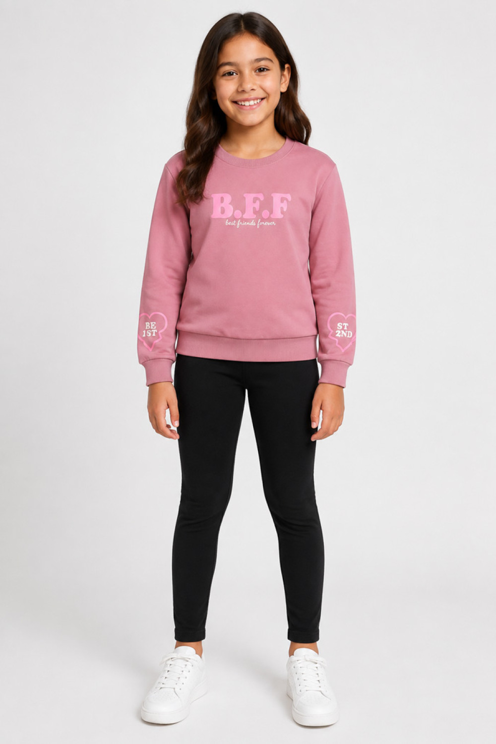 TRAX BFF 50611 girls' pink sweatshirt and black leggings set