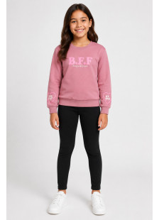 TRAX BFF 50611 girls' pink sweatshirt and black leggings set