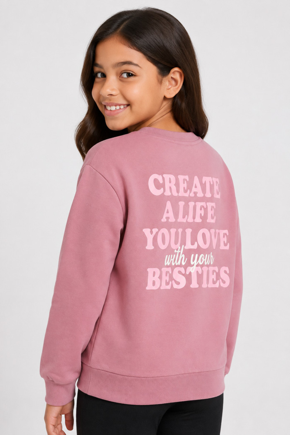 TRAX BFF 50611 girls' pink sweatshirt and black leggings set