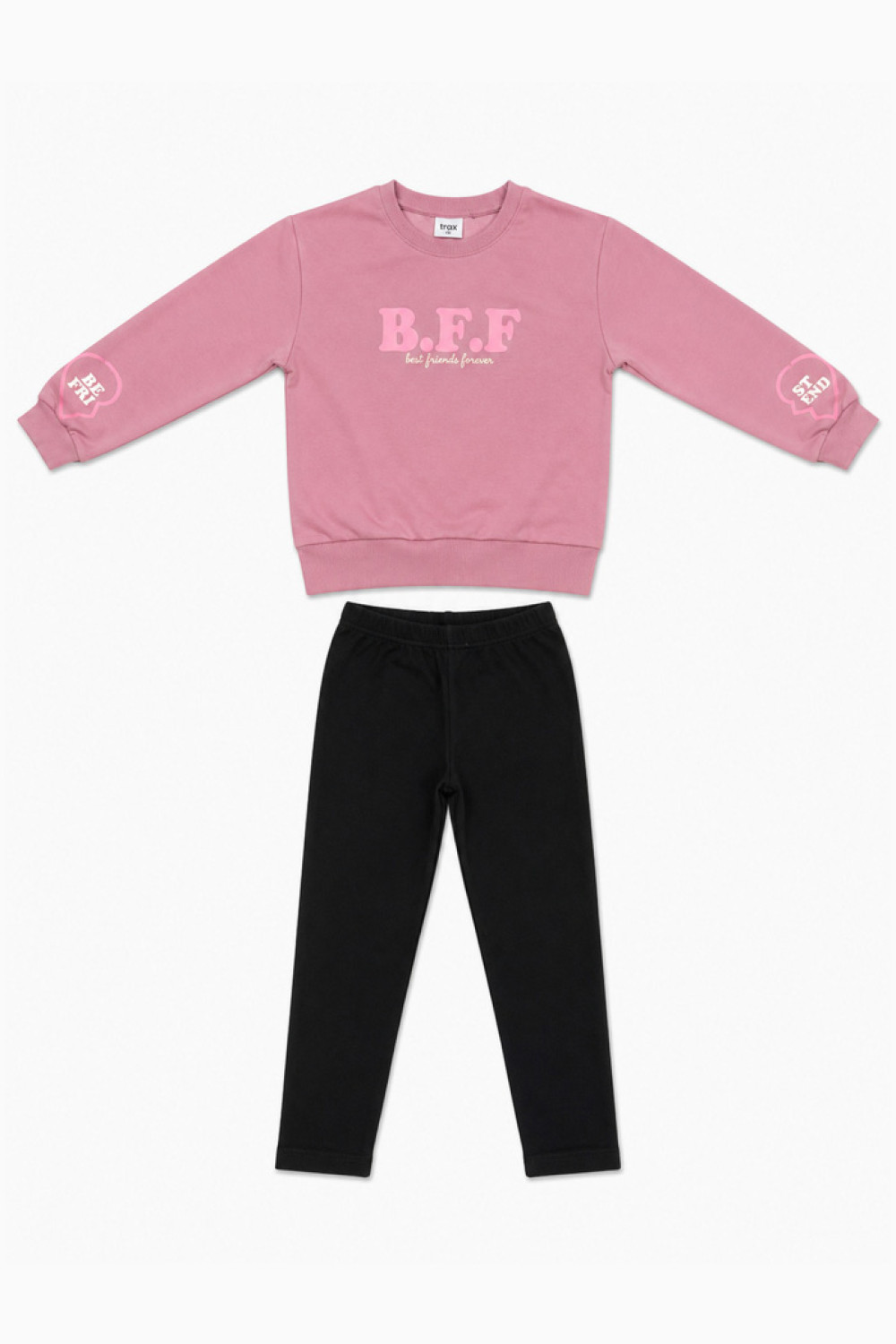 TRAX BFF 50611 girls' pink sweatshirt and black leggings set