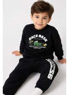 TRAX Racing 50921 boys' black tracksuit set with racing car print