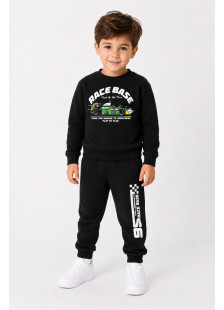TRAX Racing 50921 boys' black tracksuit set with racing car print