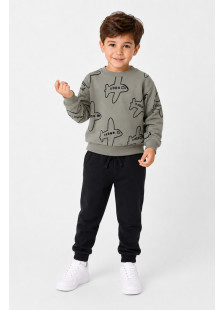 TRAX Airplane 50923 boys' olive sweatshirt and black tracksuit bottoms set