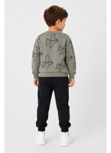 TRAX Airplane 50923 boys' olive sweatshirt and black tracksuit bottoms set