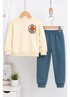 TRAX Pumpkin 50919 boys' ecru sweatshirt and light blue tracksuit bottoms set