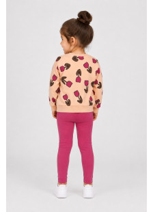 TRAX Flowers 50713 girls' beige tulip print top and fuchsia leggings set