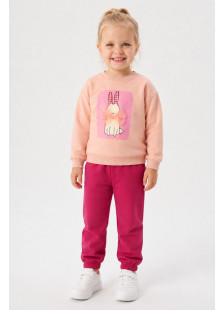 TRAX Rabbit 50721 girls' salmon pink sweatshirt and fuchsia tracksuit bottoms set