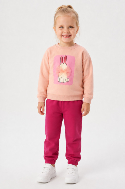TRAX Rabbit Girls' Salmon Pink Winter Tracksuit Set 50721