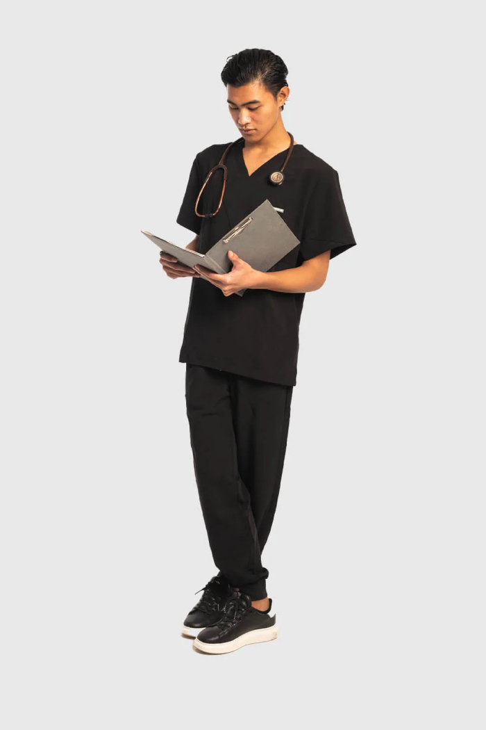 Dr Scrub men's black work trousers PRS01PMBK