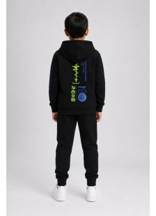 TRAX boys' black hooded tracksuit set with headphone print