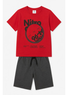 TRAX boys' NITRO summer set with printed T-shirt and anthracite shorts