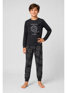 TRAX boys' black cotton football pyjama set 50896